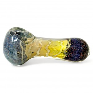 4" Spiral Shine: Silver Fumed Frit Art Hand Pipe - [RKD92]